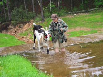 Packgoat on water crossing obstacle